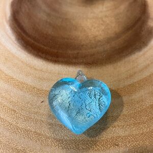 Glass blue heart pendant– BOGO FREE Jewelry Deal